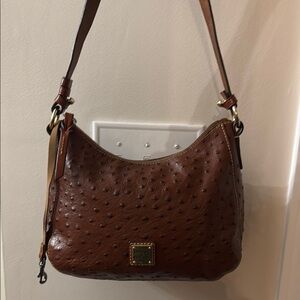 Dooney & Bourke Brown Leather Shoulder Bag with Adjustable Strap
